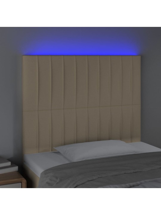 Čelo postele s LED krémové 100x5x118/128 cm textil