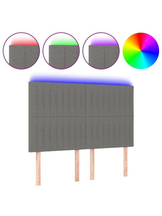 Čelo postele s LED tmavě šedé 144x5x118/128 cm textil