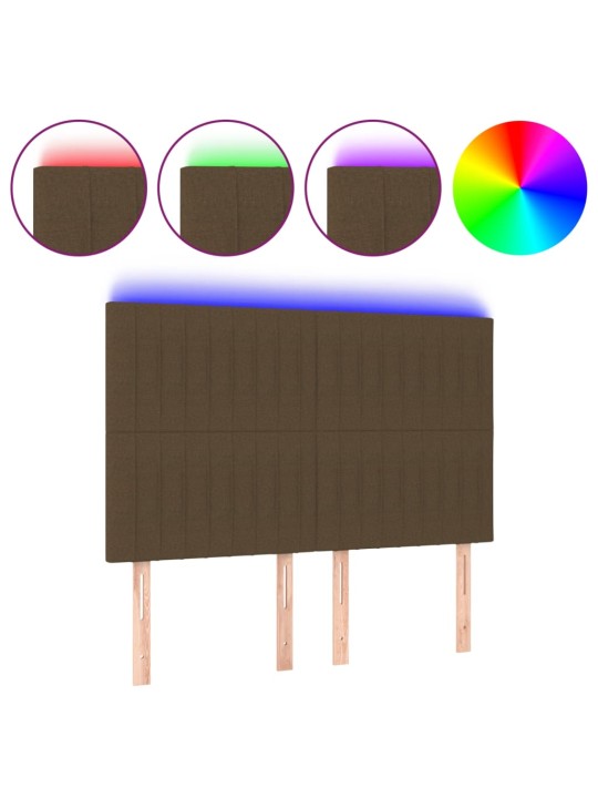 Čelo postele s LED tmavě hnědé 144x5x118/128 cm textil