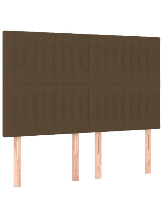 Čelo postele s LED tmavě hnědé 144x5x118/128 cm textil