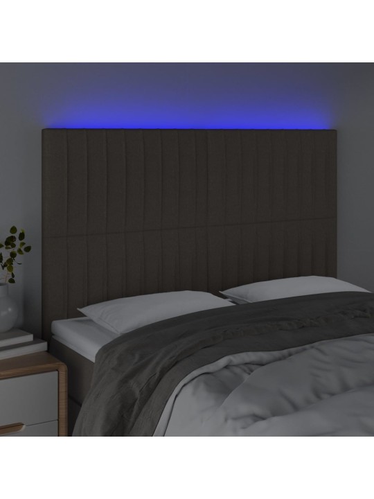 Čelo postele s led taupe 144x5x118/128 cm textil