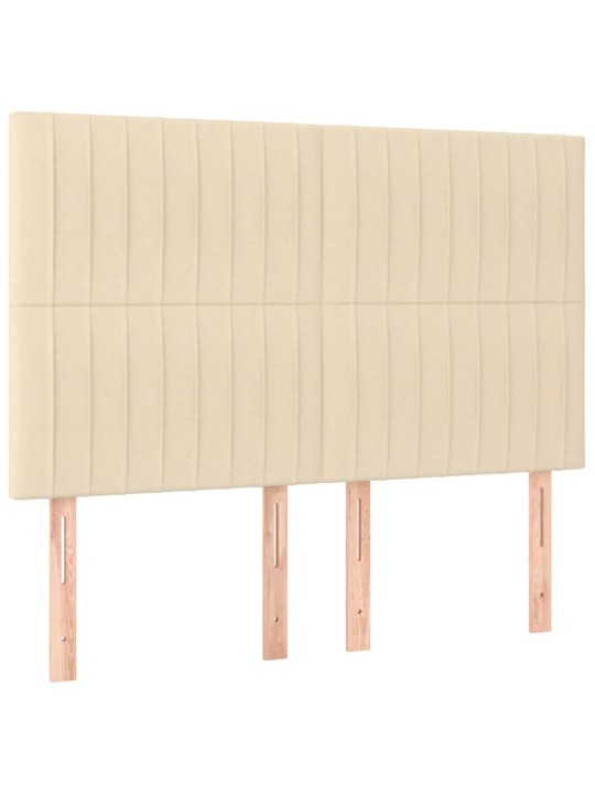 Čelo postele s led krémové 144x5x118/128 cm textil