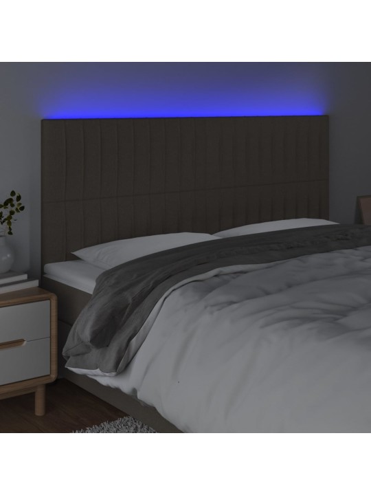 Čelo postele s led taupe 160x5x118/128 cm textil