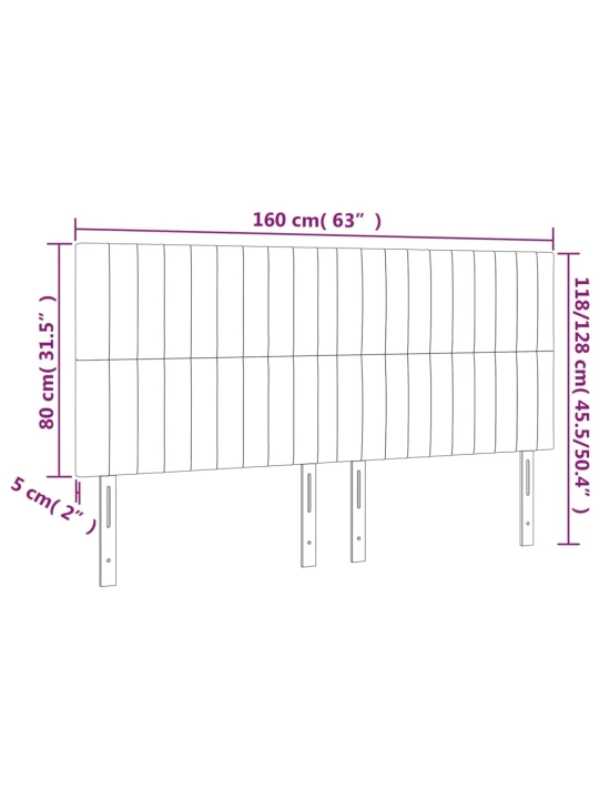 Čelo postele s LED modré 160x5x118/128 cm textil