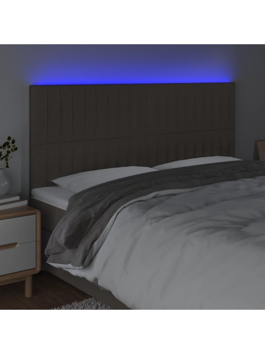 Čelo postele s led taupe 180x5x118/128 cm textil