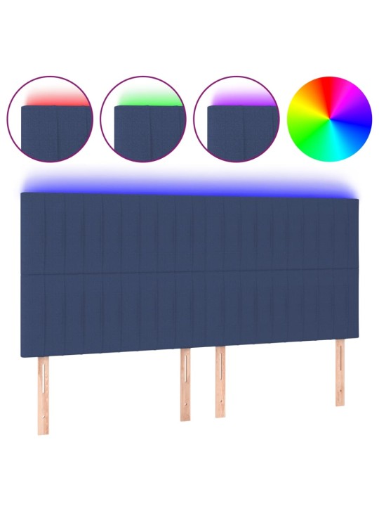 Čelo postele s LED modré 180x5x118/128 cm textil