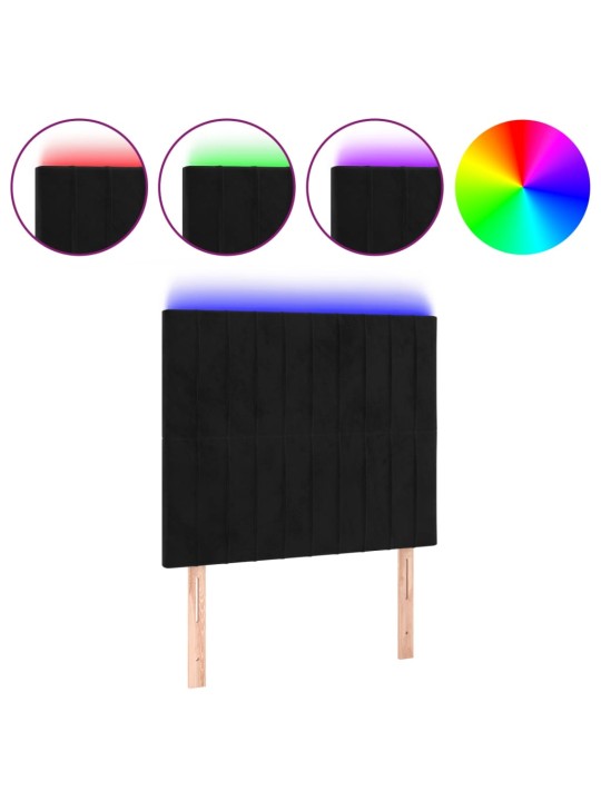 Čelo postele s LED černé 100x5x118/128 cm samet