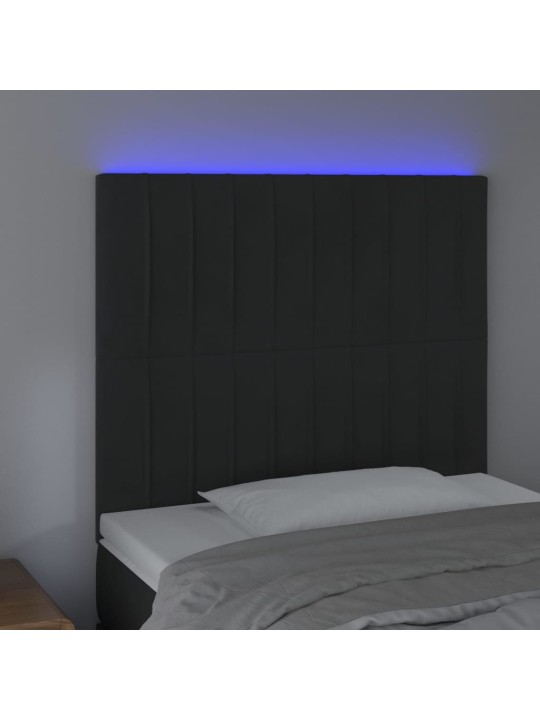 Čelo postele s LED černé 100x5x118/128 cm samet