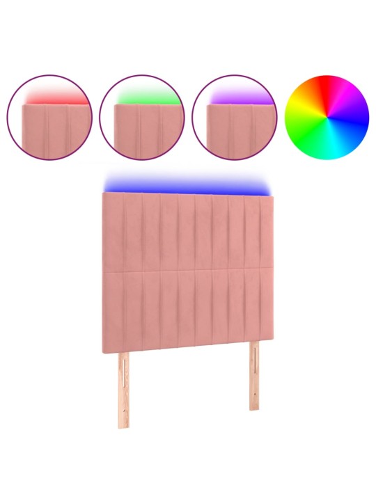 Čelo postele s LED růžové 100x5x118/128 cm samet
