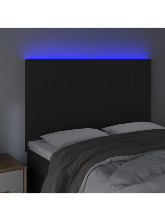 Čelo postele s LED černé 144x5x118/128 cm samet
