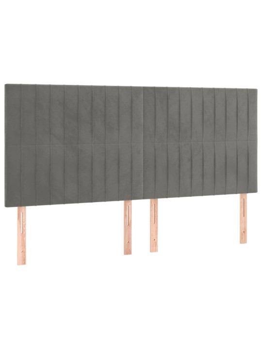 Čelo postele s LED světle šedé 160x5x118/128 cm samet