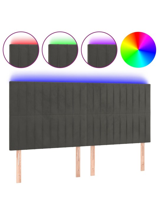 Čelo postele s LED tmavě šedé 160x5x118/128 cm samet