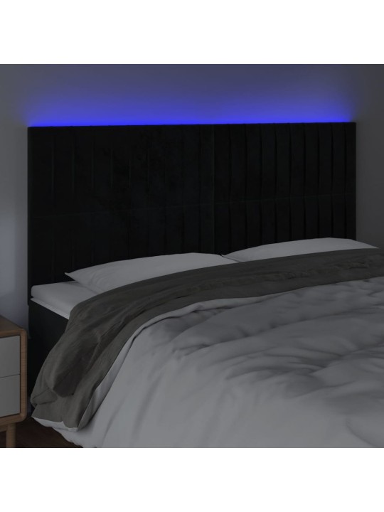 Čelo postele s LED černé 160x5x118/128 cm samet