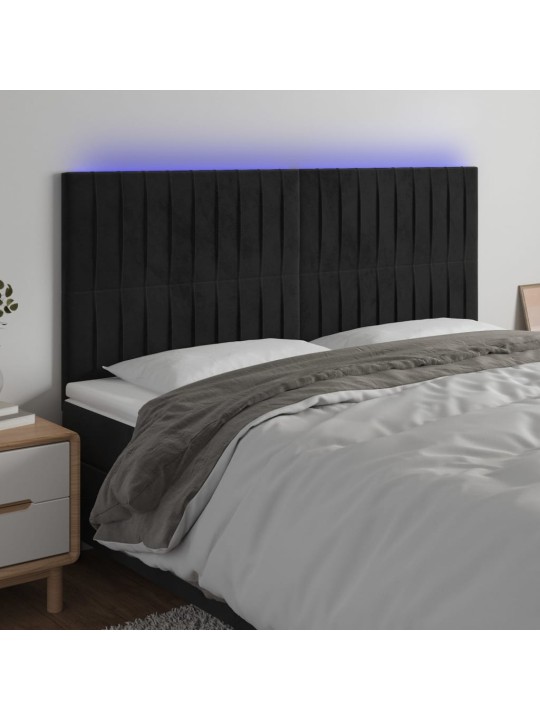 Čelo postele s LED černé 160x5x118/128 cm samet