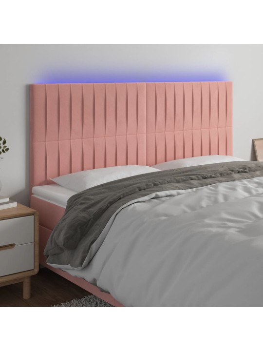 Čelo postele s LED růžové 160x5x118/128 cm samet