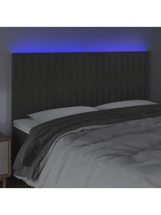 Čelo postele s LED tmavě šedé 180x5x118/128 cm samet
