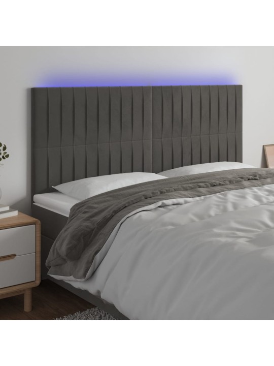 Čelo postele s LED tmavě šedé 180x5x118/128 cm samet