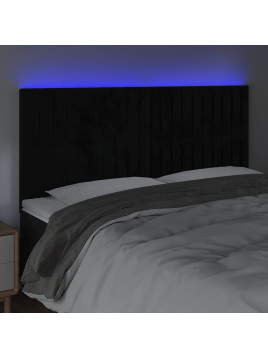 Čelo postele s LED černé 180x5x118/128 cm samet