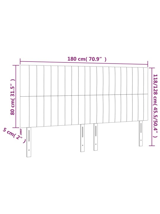 Čelo postele s LED černé 180x5x118/128 cm samet