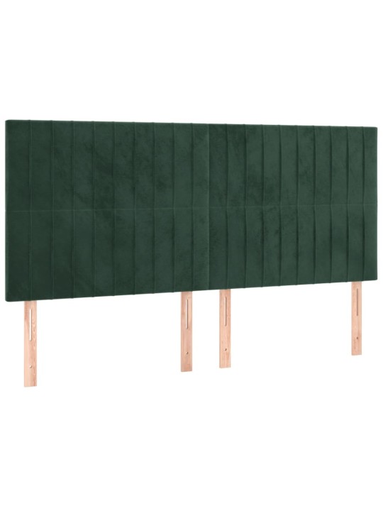 Čelo postele s led tmavě zelená 180x5x118/128 cm samet
