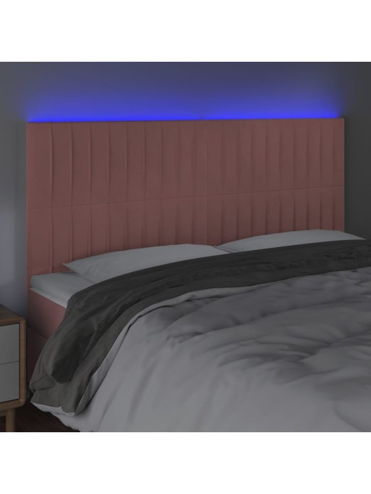 Čelo postele s LED růžové 180x5x118/128 cm samet