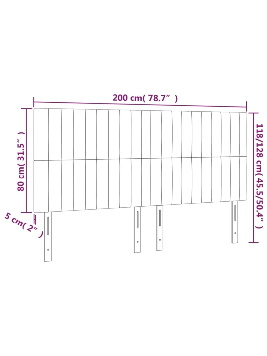 Čelo postele s LED černé 200x5x118/128 cm samet