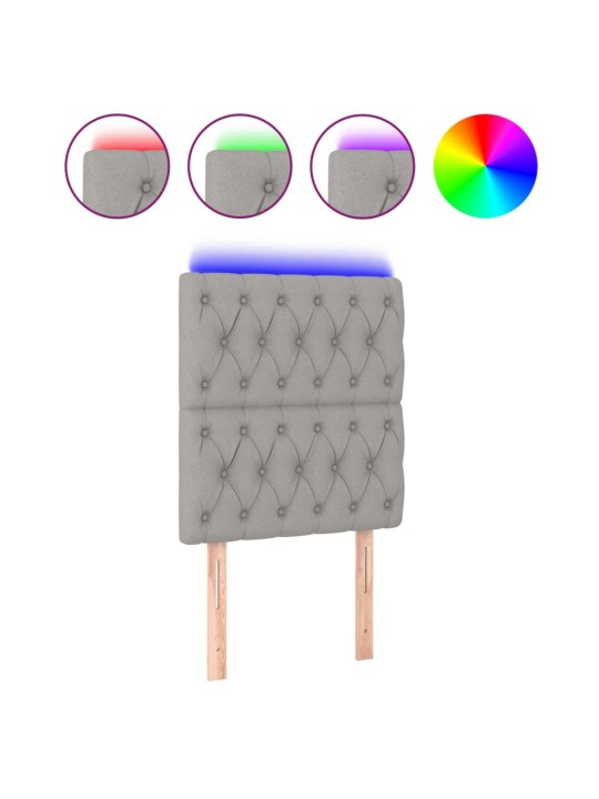 Čelo postele s LED světle šedé 80x7x118/128 cm textil