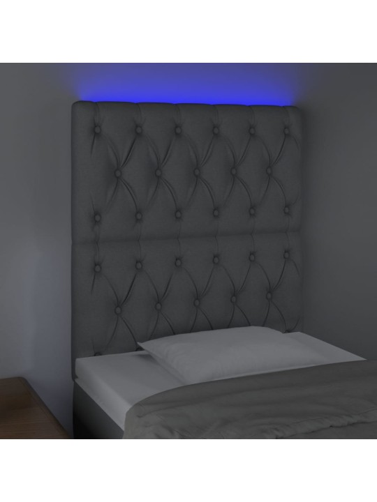 Čelo postele s LED světle šedé 80x7x118/128 cm textil