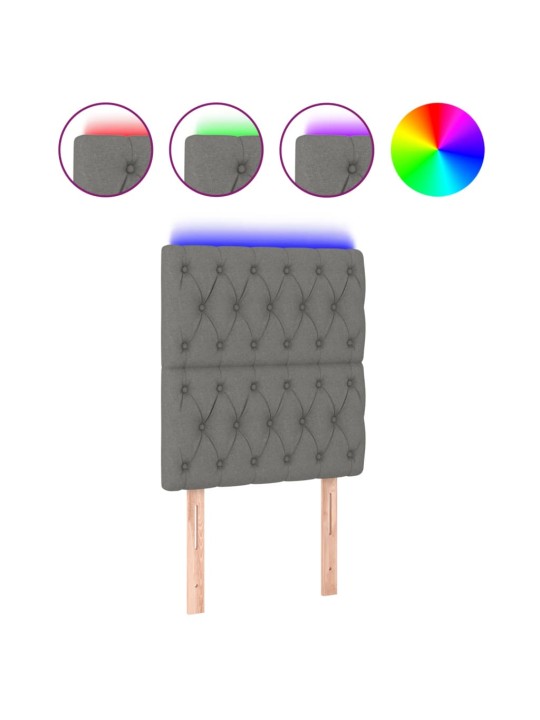 Čelo postele s LED tmavě šedé 80x7x118/128 cm textil