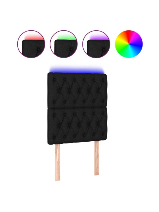 Čelo postele s LED černé 80x7x118/128 cm textil