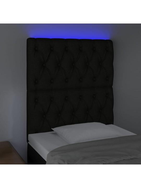 Čelo postele s LED černé 80x7x118/128 cm textil