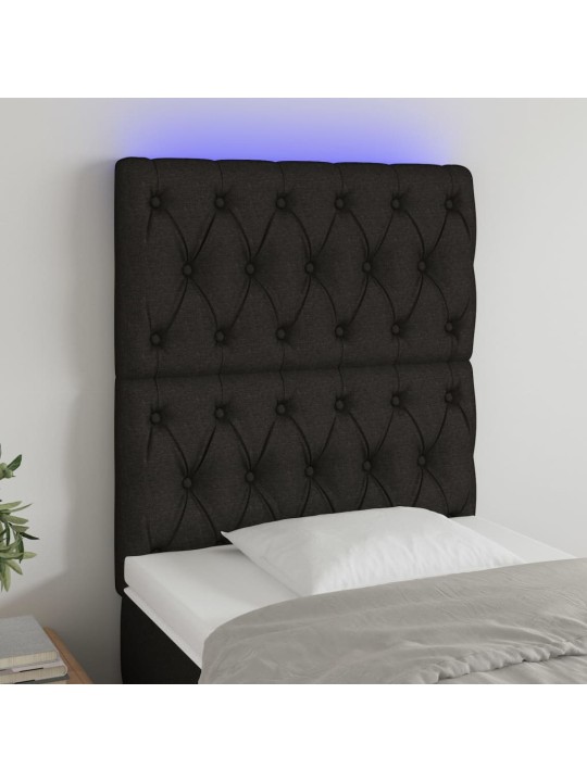 Čelo postele s LED černé 80x7x118/128 cm textil