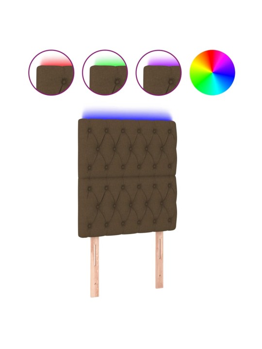 Čelo postele s led tmavě hnědé 80x7x118/128 cm textil
