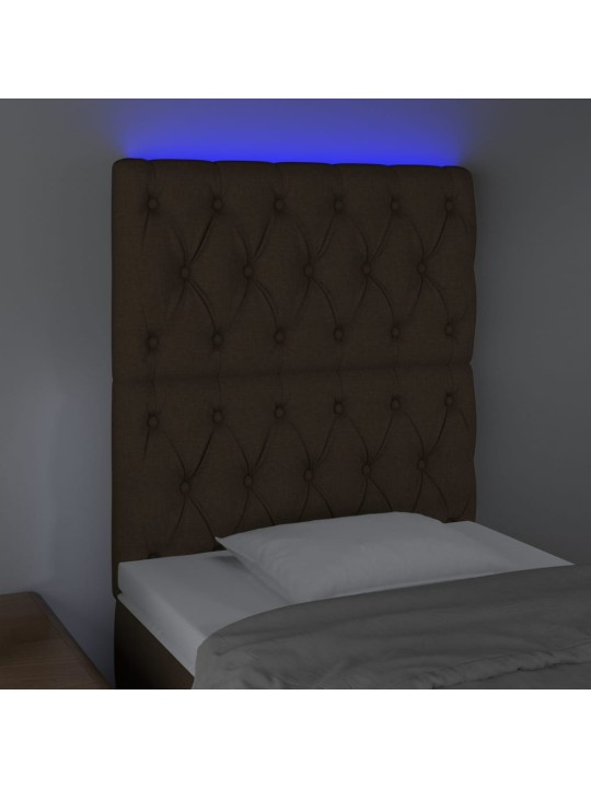 Čelo postele s led tmavě hnědé 80x7x118/128 cm textil
