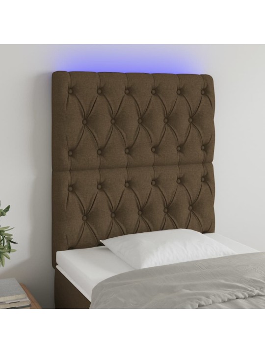 Čelo postele s led tmavě hnědé 80x7x118/128 cm textil