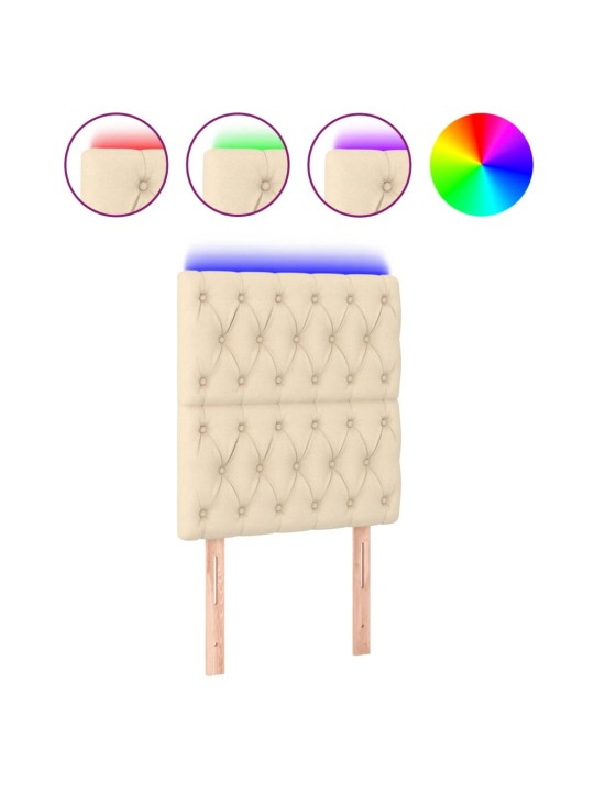 Čelo postele s LED krémové 80x7x118/128 cm textil