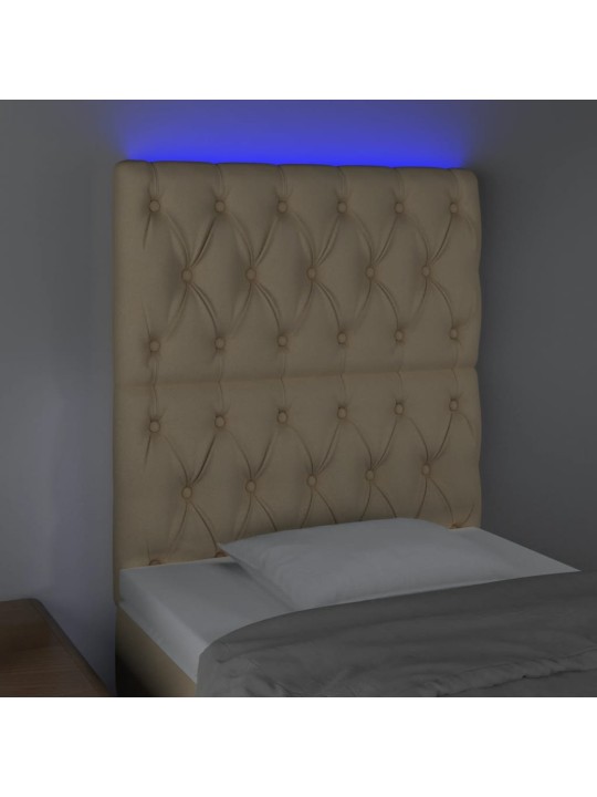 Čelo postele s LED krémové 80x7x118/128 cm textil