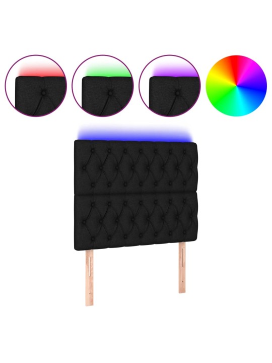 Čelo postele s LED černé 90x7x118/128 cm textil