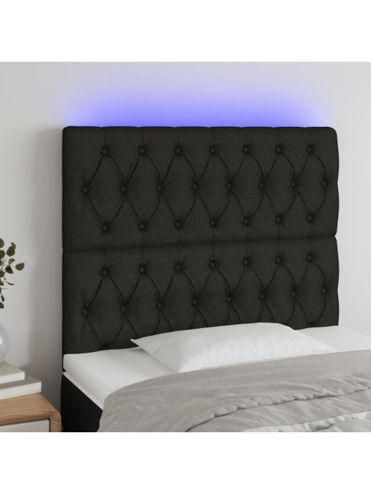 Čelo postele s LED černé 90x7x118/128 cm textil