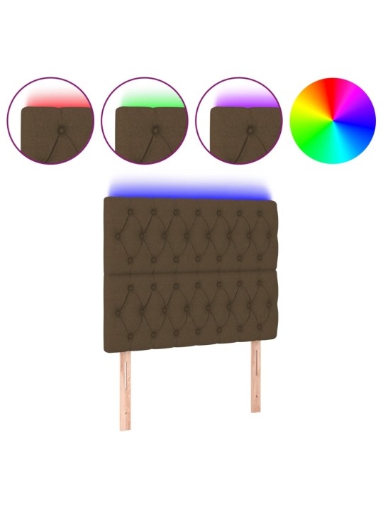 Čelo postele s led tmavě hnědé 90x7x118/128 cm textil