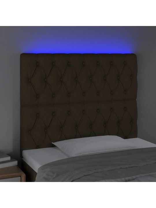 Čelo postele s led tmavě hnědé 90x7x118/128 cm textil