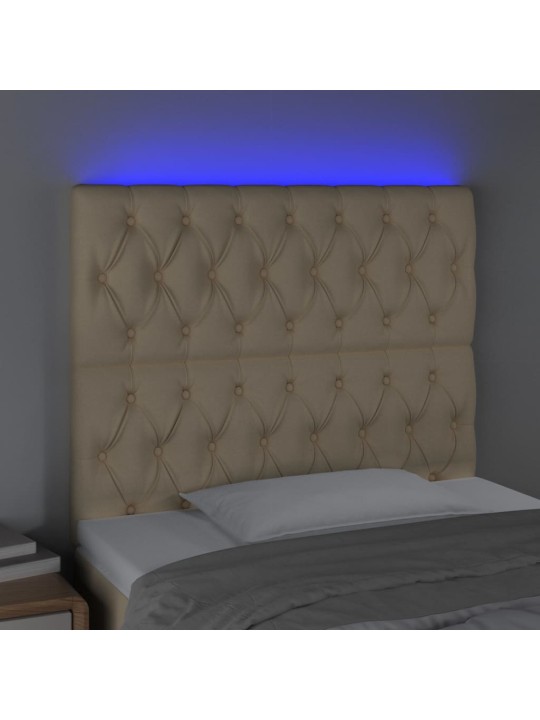 Čelo postele s LED krémové 90x7x118/128 cm textil