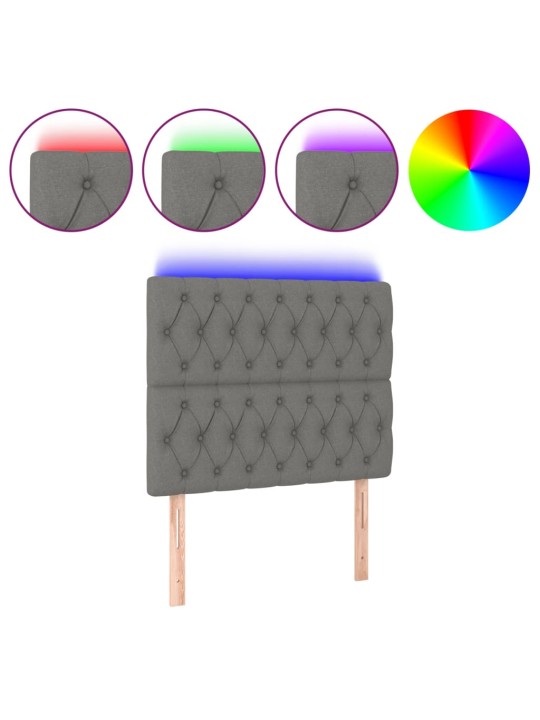 Čelo postele s LED tmavě šedé 100x7x118/128 cm textil