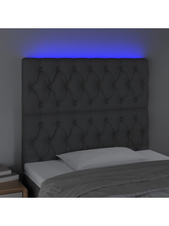 Čelo postele s LED tmavě šedé 100x7x118/128 cm textil