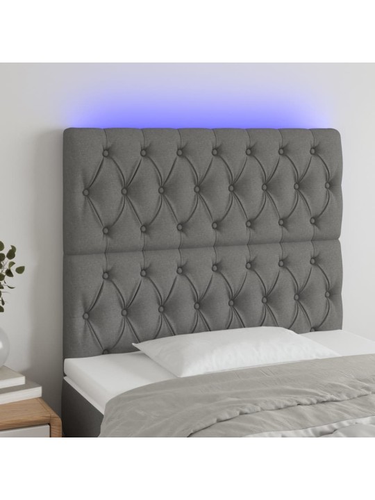 Čelo postele s LED tmavě šedé 100x7x118/128 cm textil