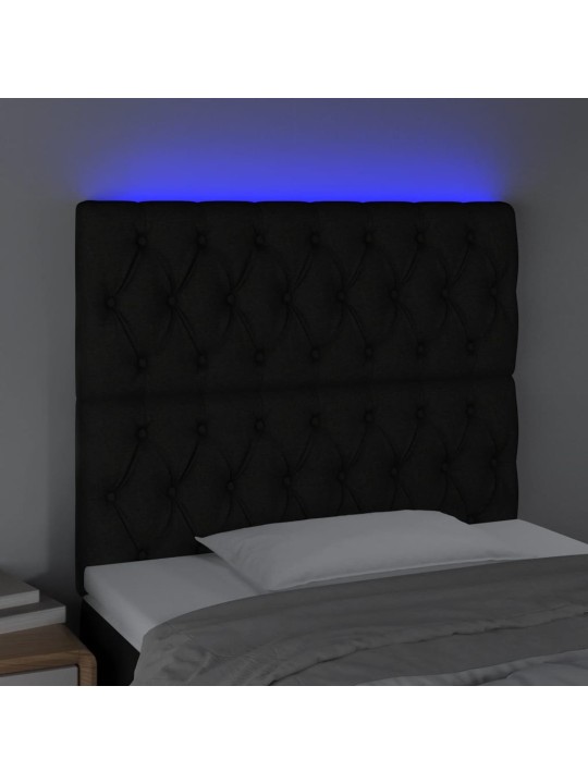 Čelo postele s LED černé 100x7x118/128 cm textil