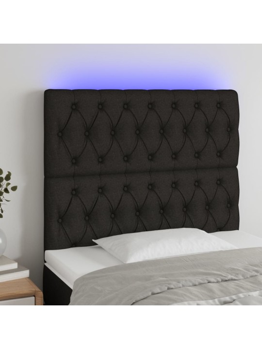 Čelo postele s LED černé 100x7x118/128 cm textil