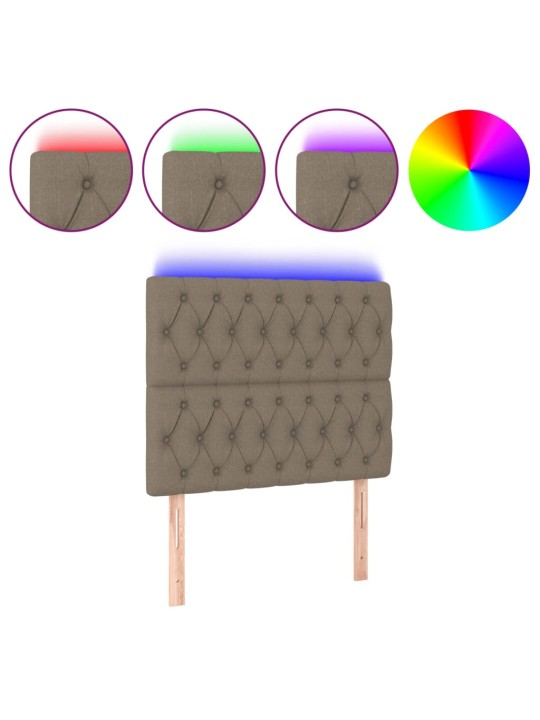 Čelo postele s LED taupe 100x7x118/128 cm textil