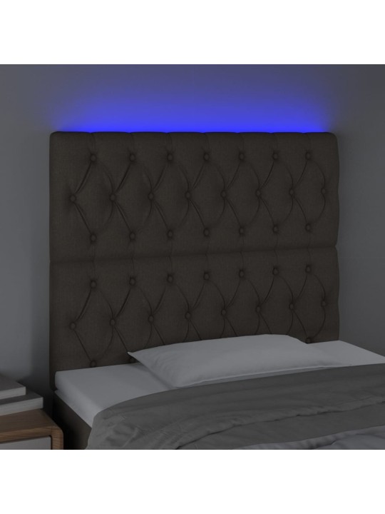 Čelo postele s LED taupe 100x7x118/128 cm textil