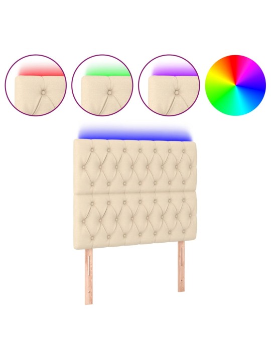 Čelo postele s LED krémová 100x7x118/128 cm textil